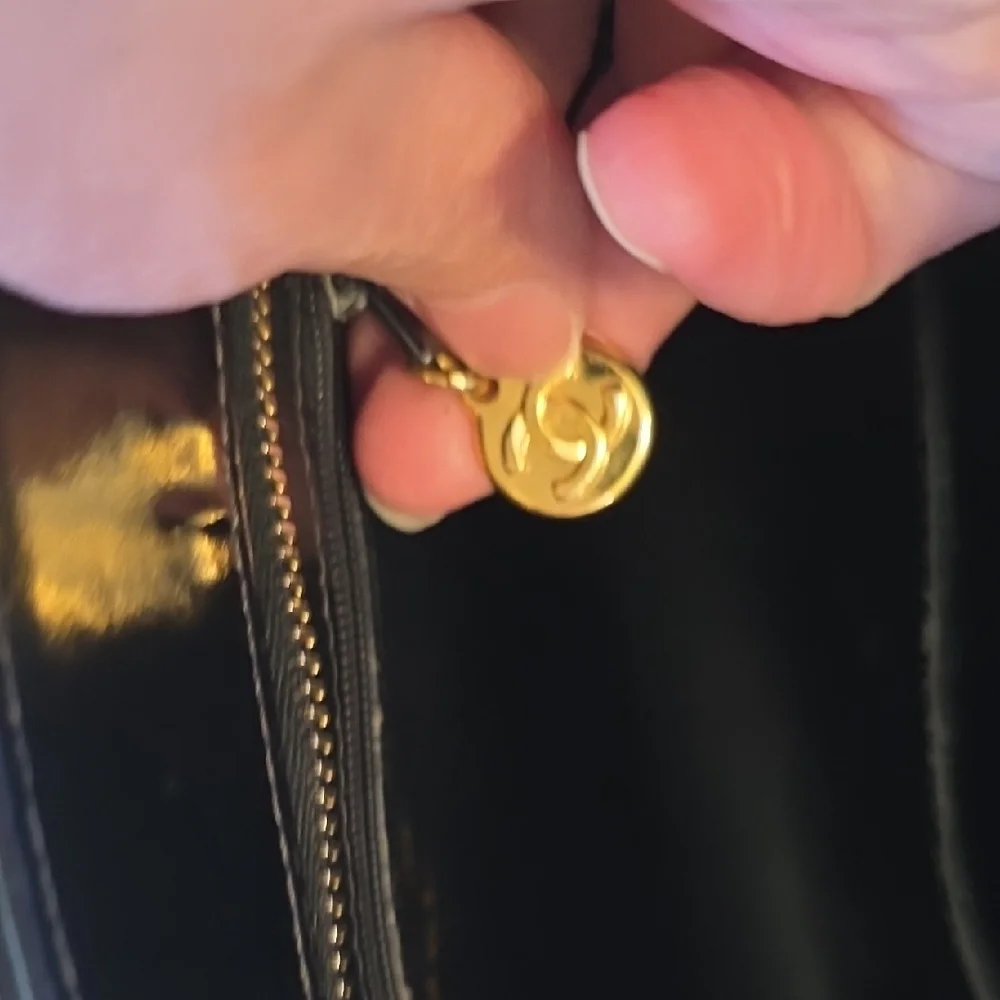 CHANEL Black Quilted Patent Leather Shoulder Bag with Gold Medallion Authentic - Picture 8 of 12